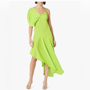 Chic Asymmetrical Lime Green Dress